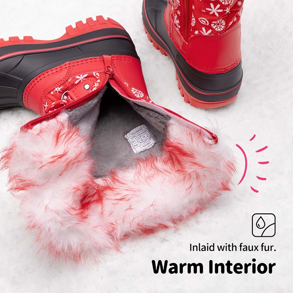 Kids Waterproof Snow Boots - RED/BLACK - 2