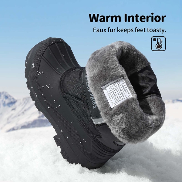 Girls & Boys Waterproof Snow Boots - BLACK - 2