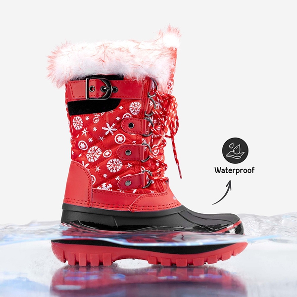 Kids Waterproof Snow Boots - RED/BLACK - 4