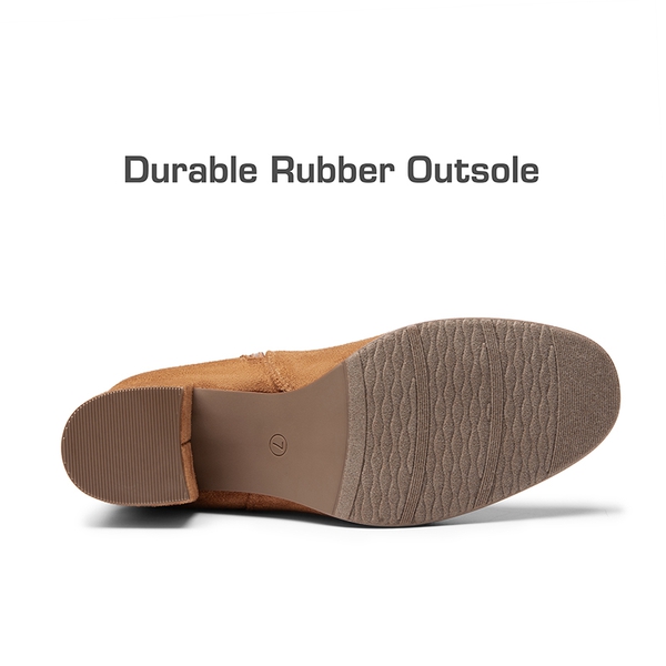 Chunky Knee High Stretch Boots - TAN-SUEDE - 5