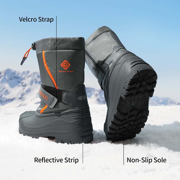 Girls & Boys Waterproof Snow Boots - GREY - 3