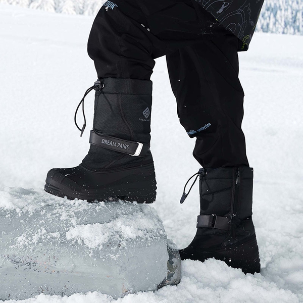 Girls & Boys Waterproof Snow Boots - BLACK - 4