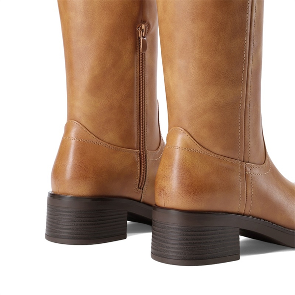 [Brynn] Women’s Square Toe Knee-High Boots - TAN - 5