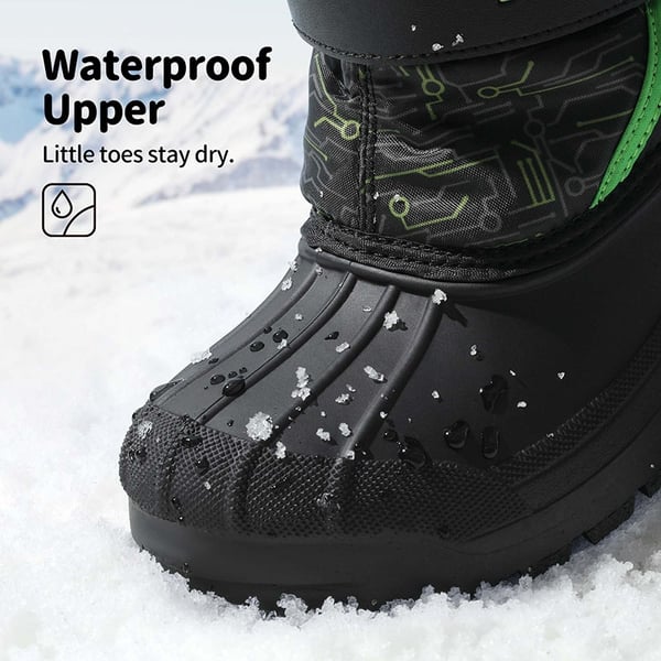 Girls & Boys Waterproof Snow Boots - BLACK NEON GREEN - 1