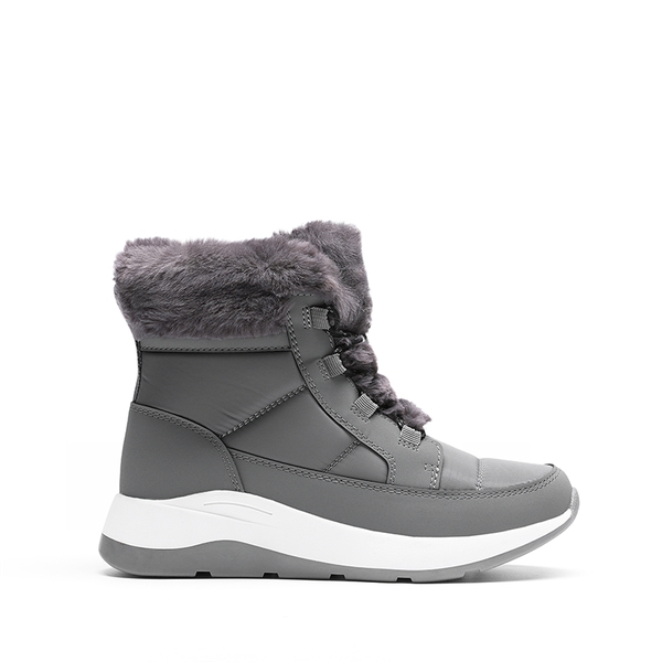 Faux Fur Winter Ankle Boots - DARK GREY - 2