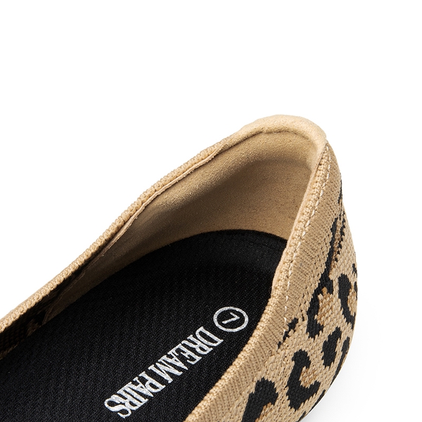 Ascenelle Women’s Round-Toe Arch-Support Ballet Flats Knit Edition - LEOPARD - 2