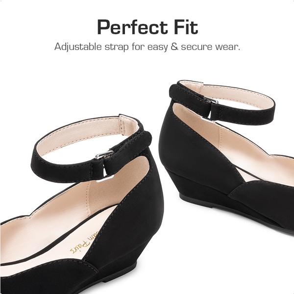 Girls’ Glitter Strap Comfort Pumps - BLACK - 3