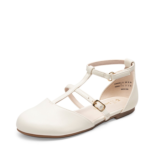 Girls’ Buckle Strap Vegan Leather Dress Shoes - IVORY -  0