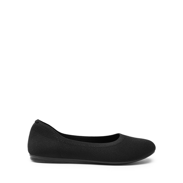 Ascenelle Women’s Round-Toe Arch-Support Ballet Flats Knit Edition - BLACK-KNIT - 1