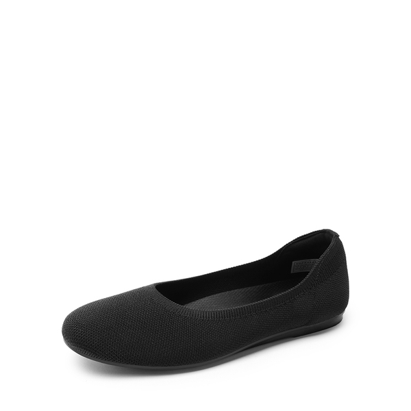 Ascenelle Women’s Round-Toe Arch-Support Ballet Flats Knit Edition - BLACK-KNIT -  0