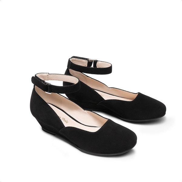 Girls’ Glitter Strap Comfort Pumps - BLACK - 1