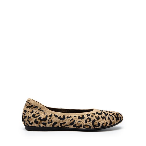 Ascenelle Women’s Round-Toe Arch-Support Ballet Flats Knit Edition - LEOPARD - 1