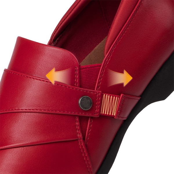 Ergonomic Slip-On Vegan Leather Flats - RED - 6