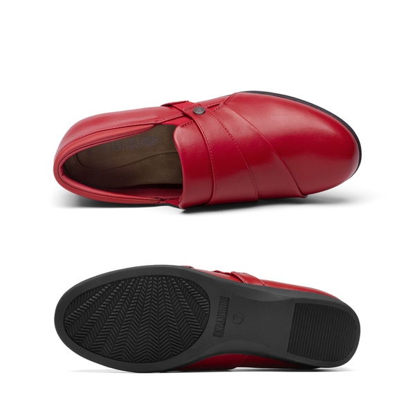 Ergonomic Slip-On Vegan Leather Flats - RED - 5