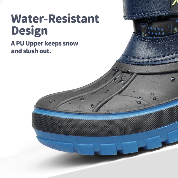 Kids Ankle Waterproof Snow Boots - BLACK NEON GREEN - 2
