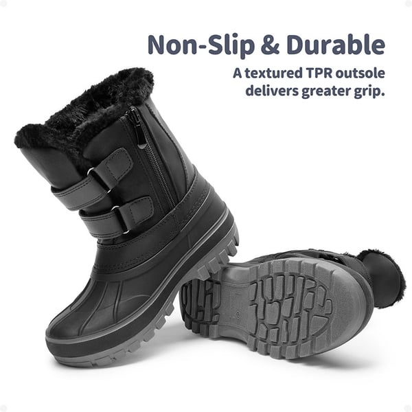 Kids Ankle Waterproof Snow Boots - BLACK - 4