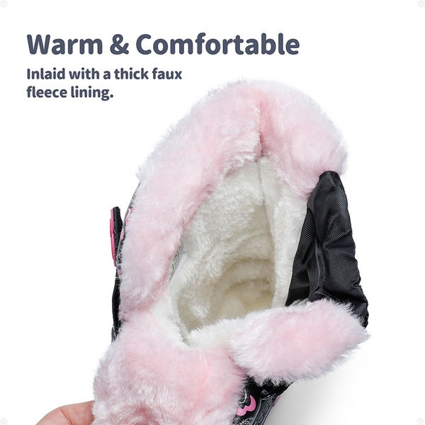 Kids Ankle Waterproof Snow Boots - BLACK PINK - 3