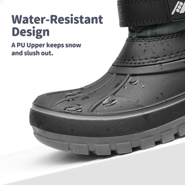Kids Ankle Waterproof Snow Boots - BLACK GREY - 2