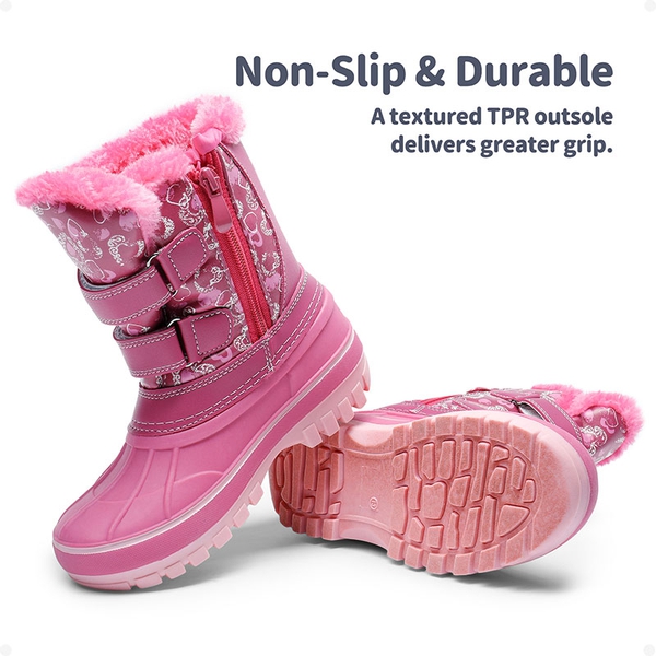 Kids Ankle Waterproof Snow Boots - PINK - 4