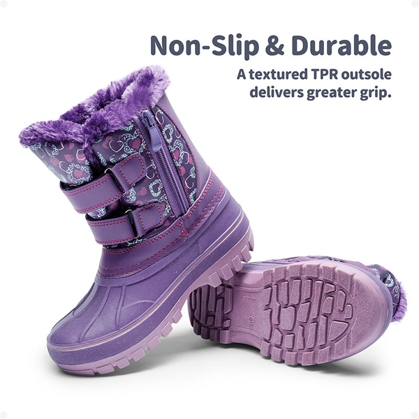 Kids Ankle Waterproof Snow Boots - PURPLE - 4