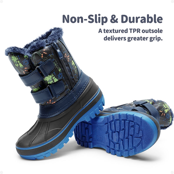 Kids Ankle Waterproof Snow Boots - BLACK NEON GREEN - 4