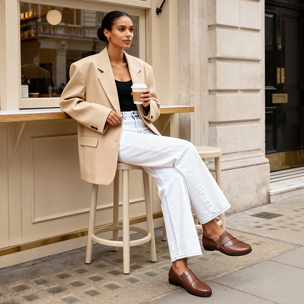 Ascenelle Ergonomic Slip-On Vegan Leather Flats - TAN - 1