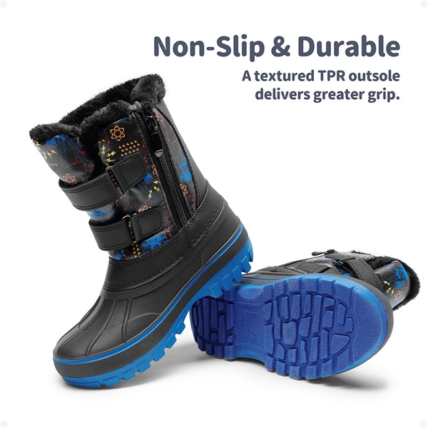 Kids Ankle Waterproof Snow Boots - BLACK ROYAL - 4