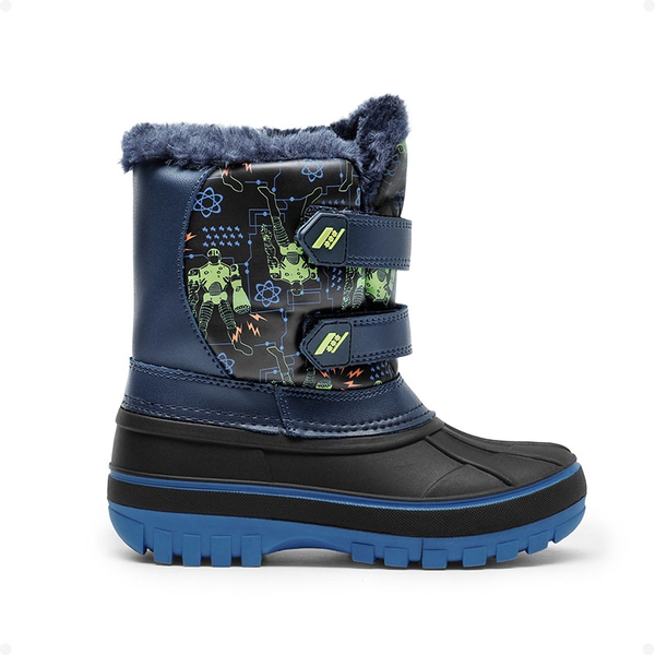 Kids Ankle Waterproof Snow Boots - BLACK NEON GREEN - 1