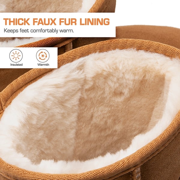 [FuzzyClassic Mid Boot] Suede Mid Calf Snow Boots - CHESNUT - 3