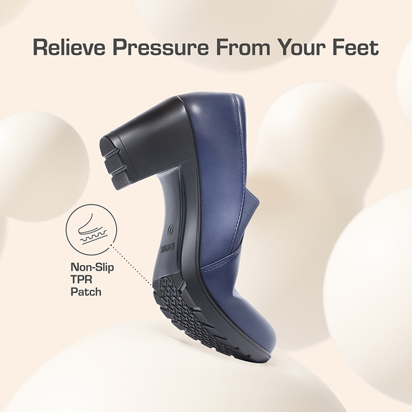 Comfortable Round Toe Block Heel Pumps - NAVY - 4