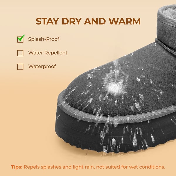 [FuzzyClassic Platform Mini Boot] Suede Platform Ankle Snow Boots - GREY - 6