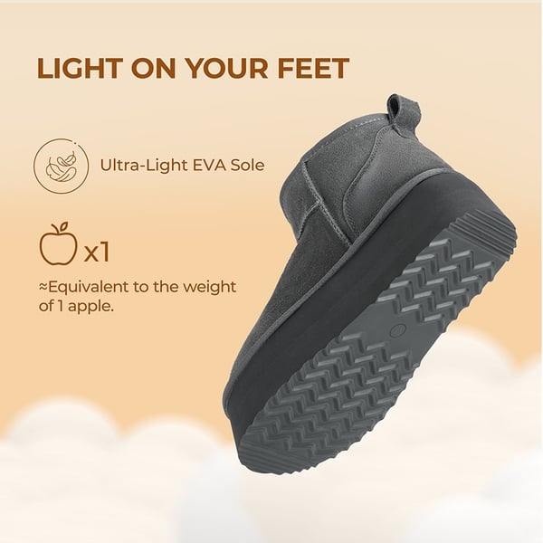 [FuzzyClassic Platform Mini Boot] Suede Platform Ankle Snow Boots - GREY - 8