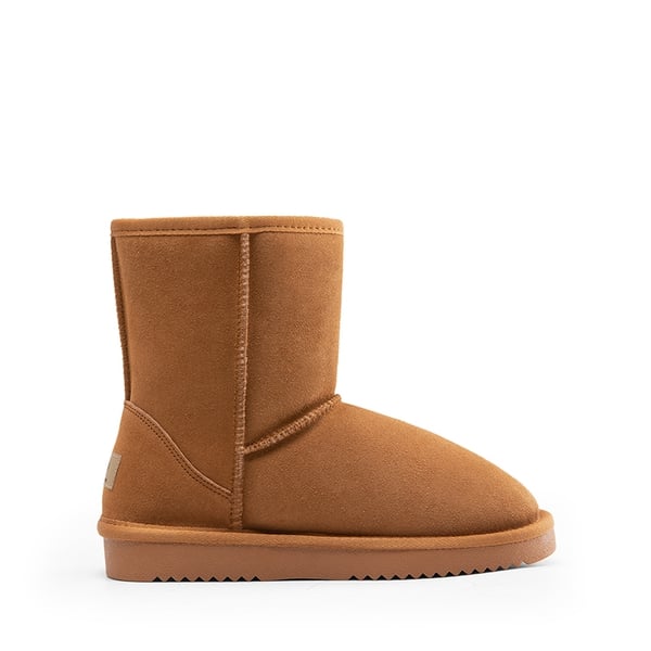 [FuzzyClassic Mid Boot] Suede Mid Calf Snow Boots - CHESNUT - 1