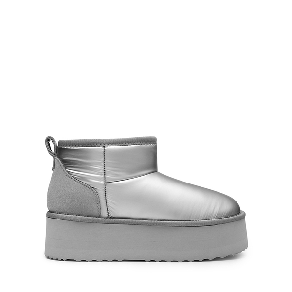 [FuzzyClassic Platform Mini Boot] Suede Platform Ankle Snow Boots - SILVER - 3