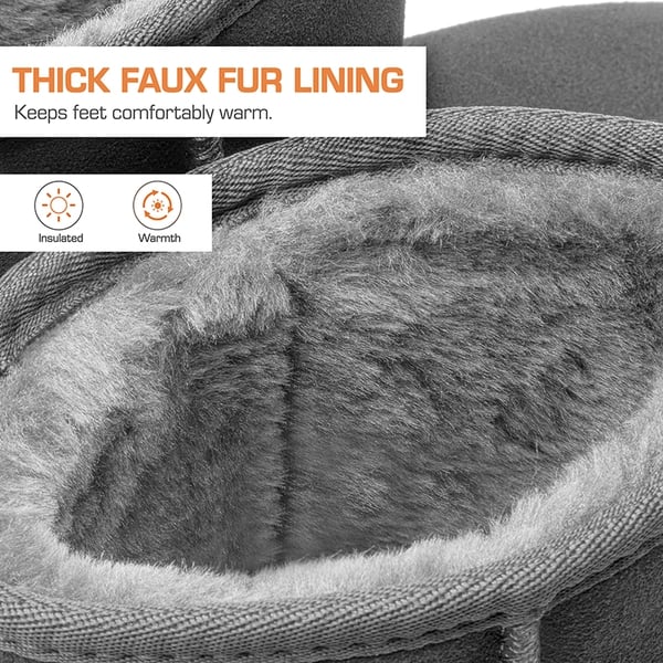 [FuzzyClassic Mid Boot] Suede Mid Calf Snow Boots - GREY - 3