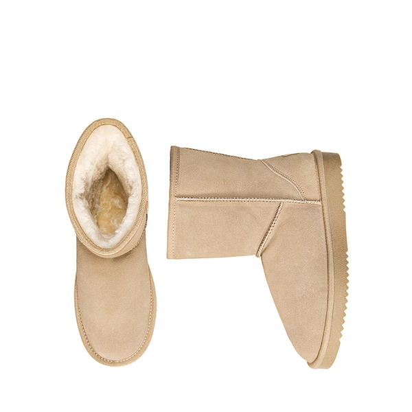 [FuzzyClassic Mid Boot] Suede Mid Calf Snow Boots - SAND - 4