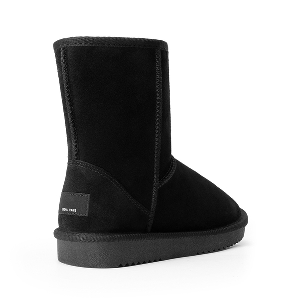 [FuzzyClassic Mid Boot] Suede Mid Calf Snow Boots - BLACK - 2