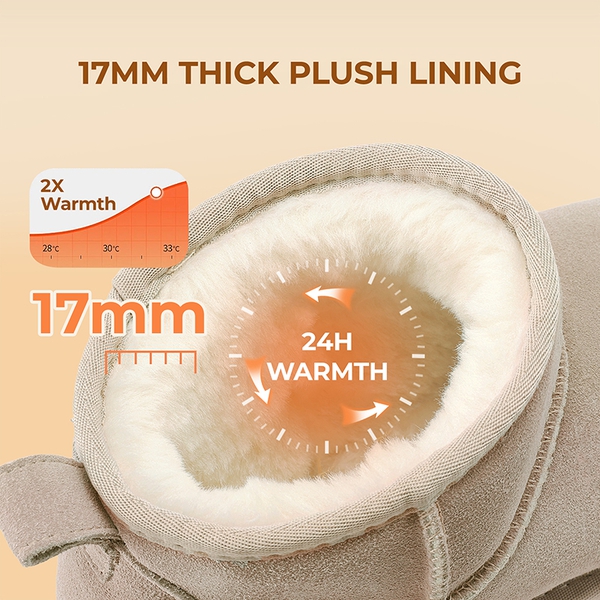 [FuzzyClassic Platform Mini Boot] Suede Platform Ankle Snow Boots - SAND - 5