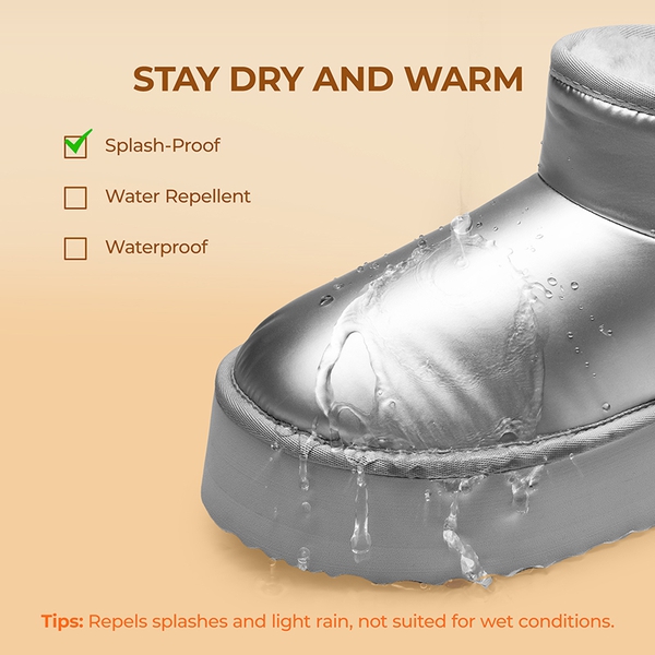 [FuzzyClassic Platform Mini Boot] Suede Platform Ankle Snow Boots - SILVER - 5