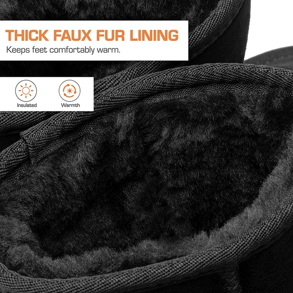 [FuzzyClassic Mid Boot] Suede Mid Calf Snow Boots - BLACK - 3