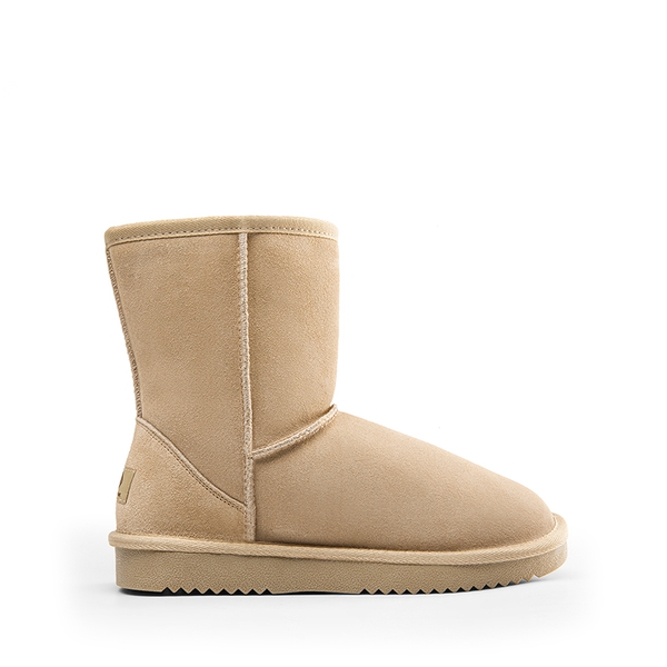 [FuzzyClassic Mid Boot] Suede Mid Calf Snow Boots - SAND - 1
