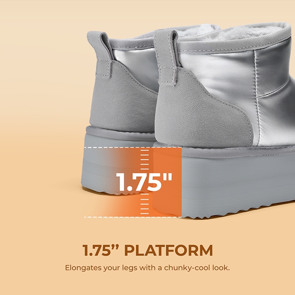 [FuzzyClassic Platform Mini Boot] Suede Platform Ankle Snow Boots - SILVER - 6