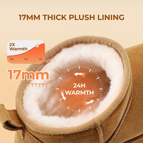 [FuzzyClassic Platform Mini Boot] Suede Platform Ankle Snow Boots - CHESTNUT - 5