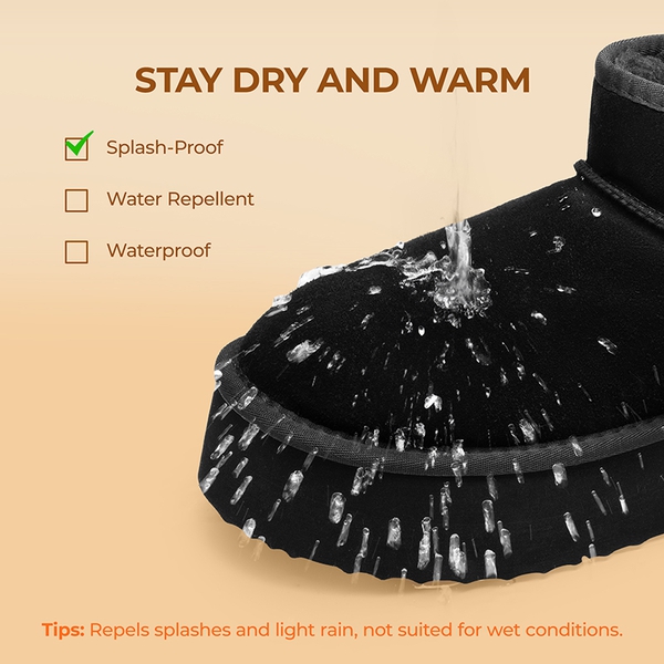 [FuzzyClassic Platform Mini Boot] Suede Platform Ankle Snow Boots - BLACK - 6