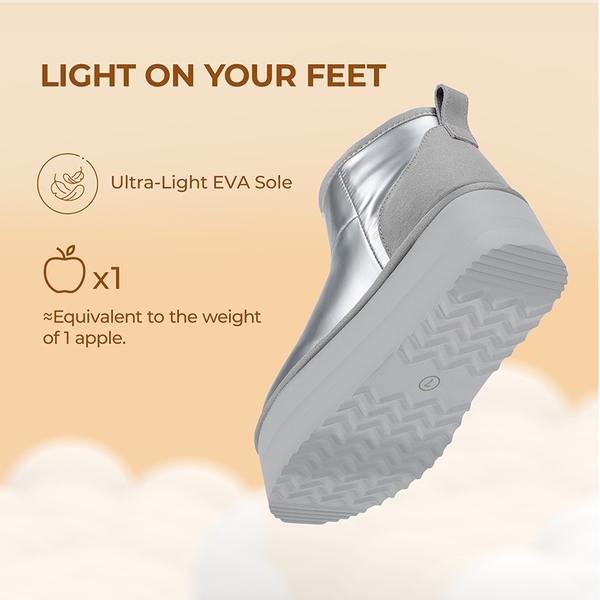 [FuzzyClassic Platform Mini Boot] Suede Platform Ankle Snow Boots - SILVER - 7