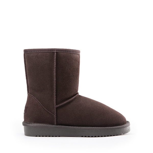 [FuzzyClassic Mid Boot] Suede Mid Calf Snow Boots - BROWN - 1
