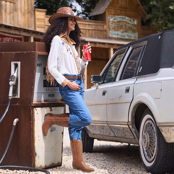 Mid Calf Western Cowboy Boots - BROWN - 8