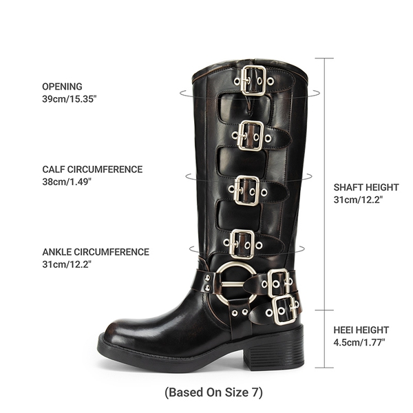 Square Toe Motorcycle Boots - BLACK BROWN - 3