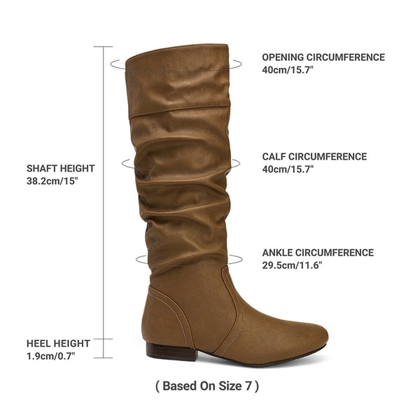 Flat Knee High Boots - CAMEL - 4