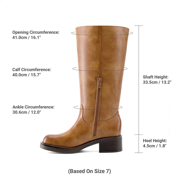 [Brynn] Women’s Square Toe Knee-High Boots - TAN - 3